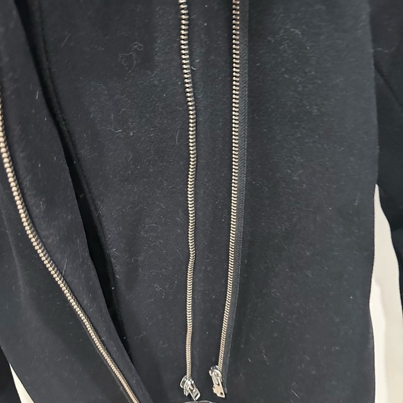 SANDRO Manoli Fur Trim Wool Leather Coat - Picture 7 of 10